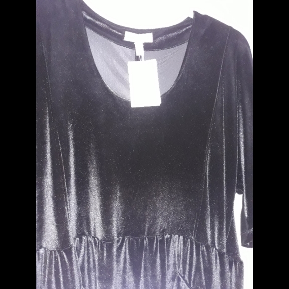 Asos Black Velvet Smock Dress With Pockets - Picture 7 of 9